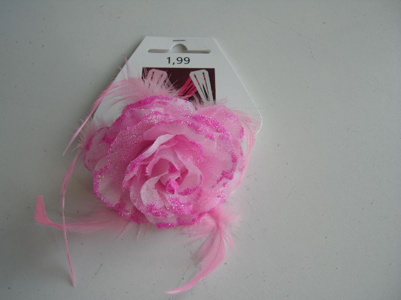 (image for) Roos clip met veren roze.